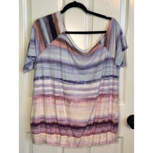 Torrid Off-Shoulder Super Soft Tee Purple & Pink Knit Top - Torrid 1 (1X 14/16) - Picture 2 of 7